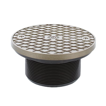 Jones Stephens 4in. Heavy Duty PVC Cleanout Spud with 6in. Nickel Bronze Round Cover with Ring D59917